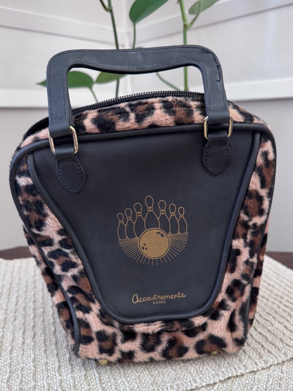 Leopard print small bowling bag/purse